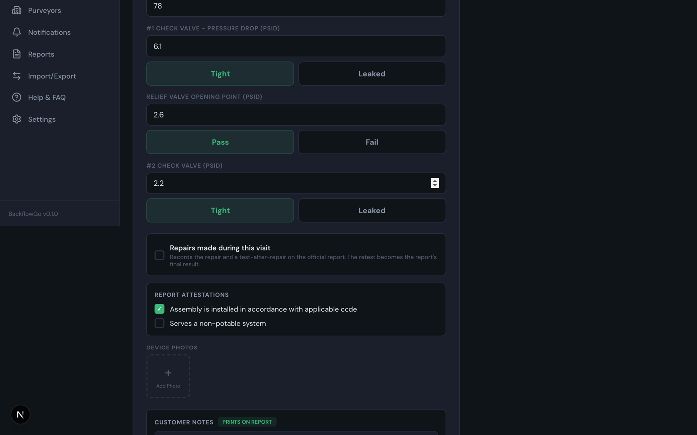 Test results step